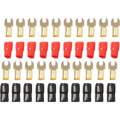 10 Pairs 8 AWG Gauge Fork Terminals Wire Connector Kit Positive+Negative