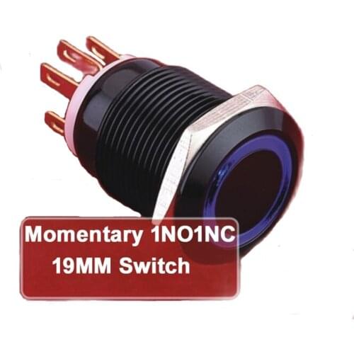 10 Pieces 19mm 12V ring Momentary Metal Car LED Push Button Switch with Black Anodized Aluminum