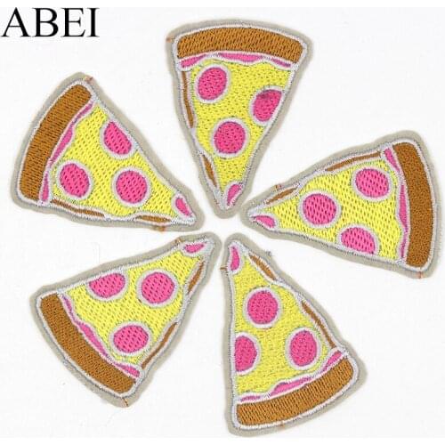 10pcs/lot Embroidered Pizza Patches Iron On Cartoon Foods Stickers Handmade Sewing Appliques Diy Jeans Coats Backpack Bags Badge