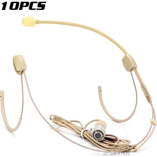 10Pcs Invisible 4 Pin Hirose Plug Earset Head-mounted Mic Headset Microphone For Audio Technica Wireless System ATW 2000b T1001