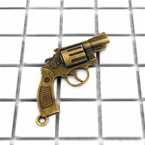 69x55mm Antique Bronze Plated Revolver Charms Pendant For DIY Necklace Bracelet Jewelry Accessories