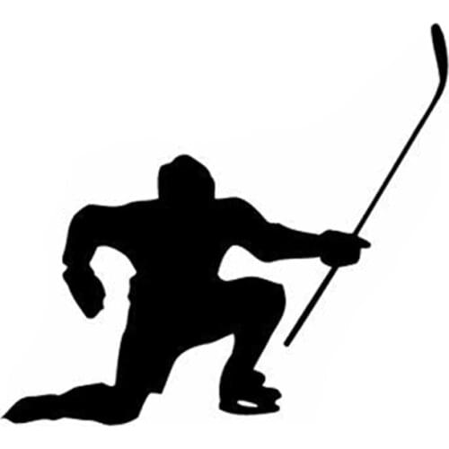 13.8CM*12.3CM Interesting Hockey Sport Black/Silver Vinyl Car Sticker Silhouette Decoration S9-1169