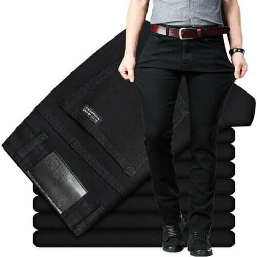2020 Pantalones Vaqueros Clásicos Negros Para Hombre, Pantalones Ajustados Elásticos De Talla Grande Para Hombre 40 42 44 46