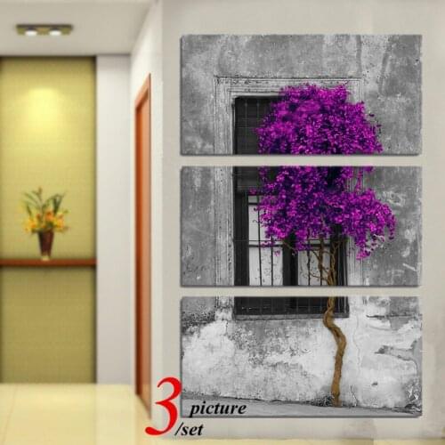 3pcs/set Abstract Wisteria flower Oil Painting Tree Canvas Poster Landscape Wall Art Pictures Hallway Decor Horizontal rectangle