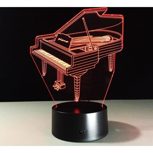 3D Piano Light Table Kids Lamp 7 Colors Changing Effect Decorative Bedroom Lights Touch Sensor USB 3AA Battery Student Light