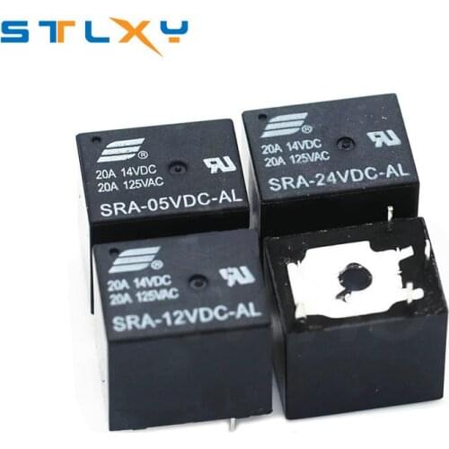 5Pcs 5V 12V 24V 20A DC Power Relay SRA-05VDC-CL SRA-12VDC-CL SRA-24VDC-CL 4/5Pin PCB Type In stock Black AutoMobile Relay
