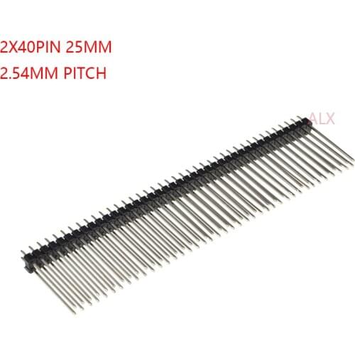 5PCS 2X40 PIN Double row MALE 2.54MM PITCH 25MM LONG PIN Header connector Strip 2X40PIN 2*40 40p 40PIN FOR PCB BOARD ARDUINO