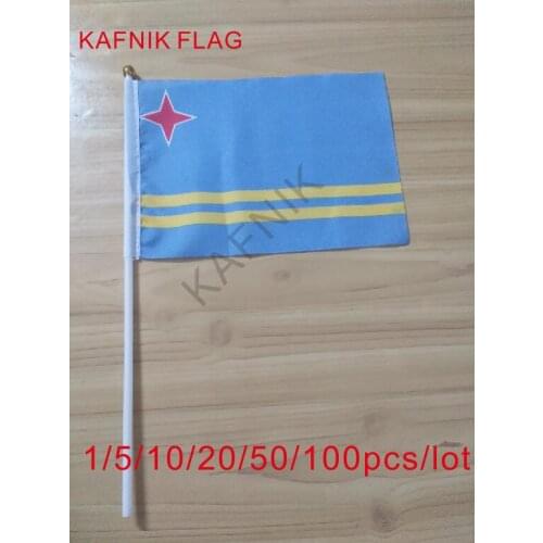 KAFNIK,5pcs ARUBA Fabric Flags 14*21CM with Plastic Hand Held