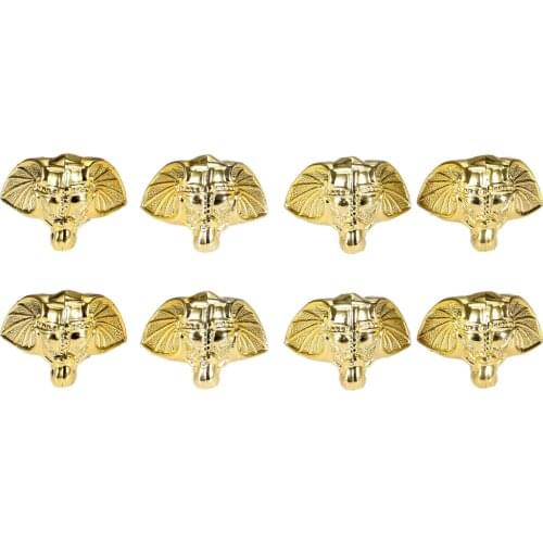 8Pcs 28*23mm Plastic Elephant Head Jewelry Chest Box Wooden Case Corner Decorative Protector Feet Leg Table Corner Brackets Gold