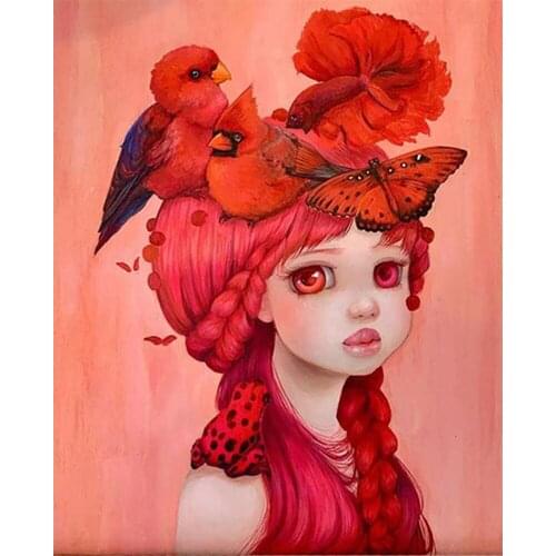 QIZITENG Full Round 5D DIY Diamond Painting "cartoon Girl" Art Fantasy Picture Embroidery Cross Stitch 5D Home Decoration Gift