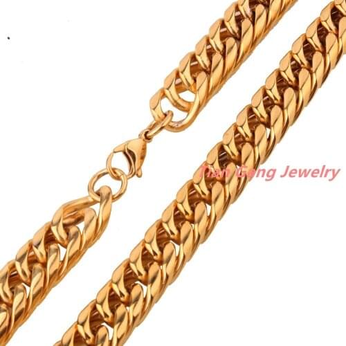 Heavy Cool 7"-40" 16mm 316L Stainless Steel Gold Curb Cuban Chain Mens Womens Necklace Or Bracelet Charming Jewelry