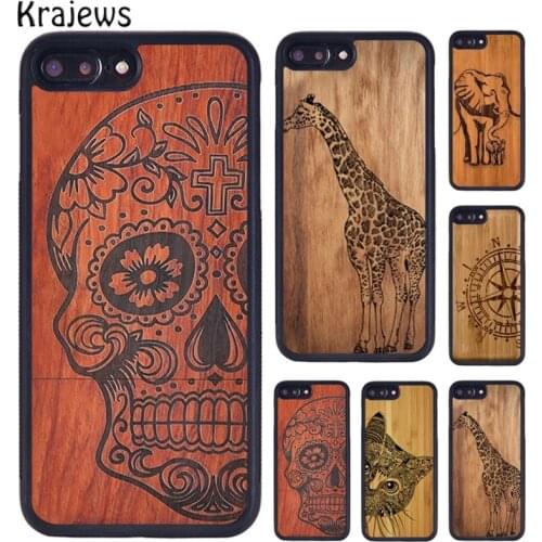 Krajews Bamboo Wood Pattern Skull Skin Phone Case For iPhone 5 6S 7 8 Plus 11 12 Pro X XR XS Max Samsung Galaxy S6 S7 S8 S9 S10