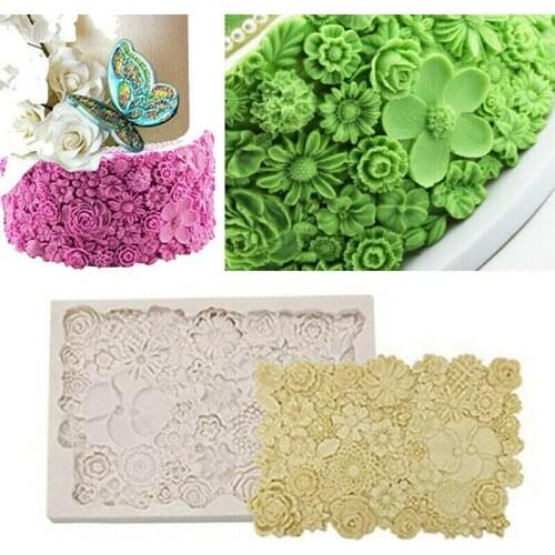 Flower Daisy Rose Silicone Cake Fondant Decorating Border Mould Baking Mold Kit