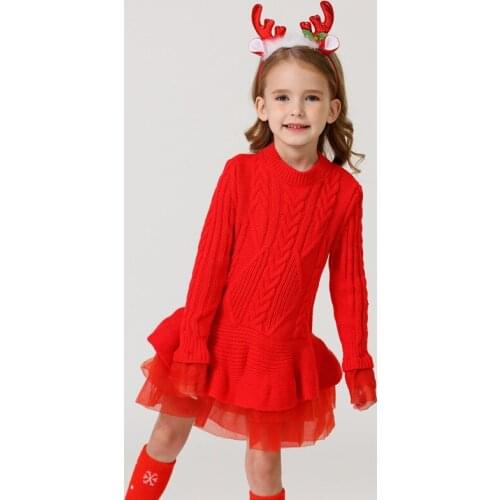 Childrens Sweater Girls Organza Sweater Dress Long Sleeve Christmas Sweater Girls Sweaters CHD10121