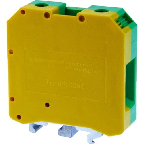 Din Rail Earth Terminal Blocks USLKG-50 Ground Universal Class Connector Screw PE Ground Terminal Blocks USLKG50