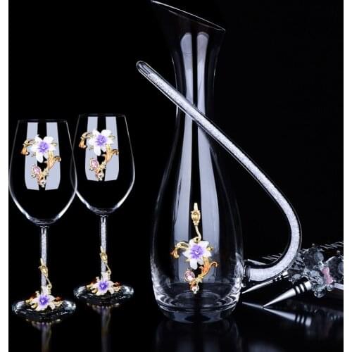 European High-grade Enamel Red Wine Cup Set Crystal Champagne Glasses Decanter Wine Glass Goblet for Wedding Party Supplies