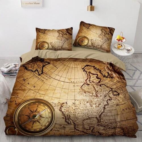 Europe 3D Duvet Cover Set Comforter Case Quilt Covers Bedding Set King Queen Double Single Size Sailing Map Camel Bedspread