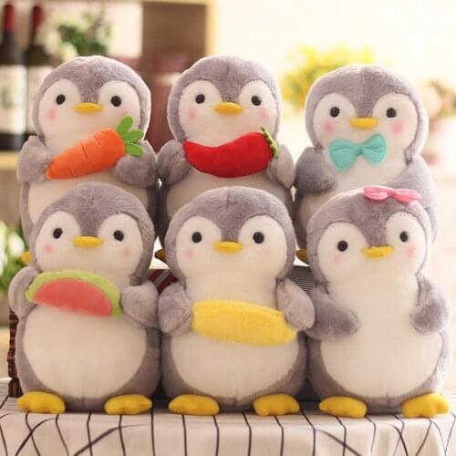 Simulation Penguin Hugging Fruit Plush Toy Stuffed Doll Home Sofa Couch Ornament Plush Toy Pillow Doll Kids Toy Gift Home Decor