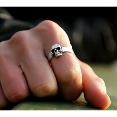 925 Sterling Silver Punk Skull Ring Men Vintage Rings For Men Women Lovers Fashion Cool Jewelry