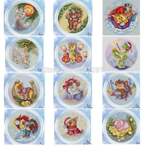 Round Zodiac patterns Counted Cross Stitch 11CT 14CT DIY Chinese Cross Stitch Kits Embroidery Needlework Sets home decor