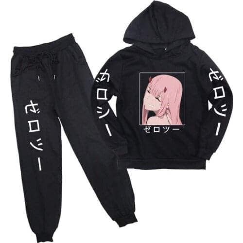 Cute Darling In The Franxx Sweatshirt Pants Suit Fashion Pullover Anime Womens Hoodie Sweatshirt Men Casual Couple Streetwear
