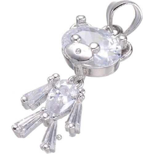 Cute Luxury Cubic Zircon Crystal Bear Charm Pendant For Bracelet Necklace Making Women Girls DIY Jewellery Findings High Quality