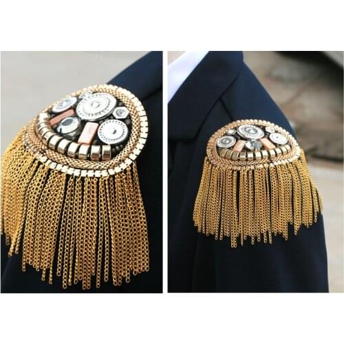 Fashion Gold & Silver Tassel Coin Epaulette Epaulte Badge Party Decoration