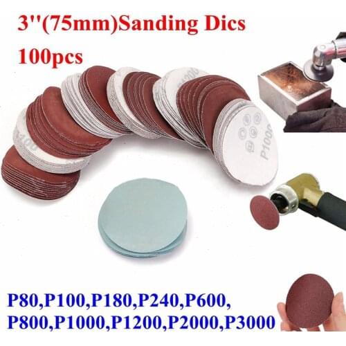 100PCS/set 3 Inch 75mm Sanding Disc Kit 80-3000 Grit Polishing Sanding Paper Brushed Polishing Pad Sandpaper Abrasive Tools