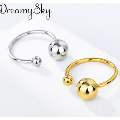 New Trendy Personality Punk Beads Ball Rings For Women Lady Resizable Size Rings Party Jewelry Charm Gifts 2021