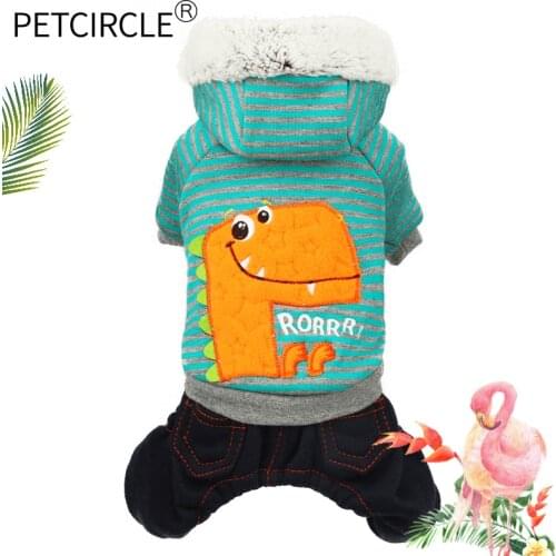PETCIRCLE Pet Clothes Puppy Dog Clothes Teddy French Bulldog Autumn Winter Cat Clothes The Number Dinosaur Four-legged Clothes