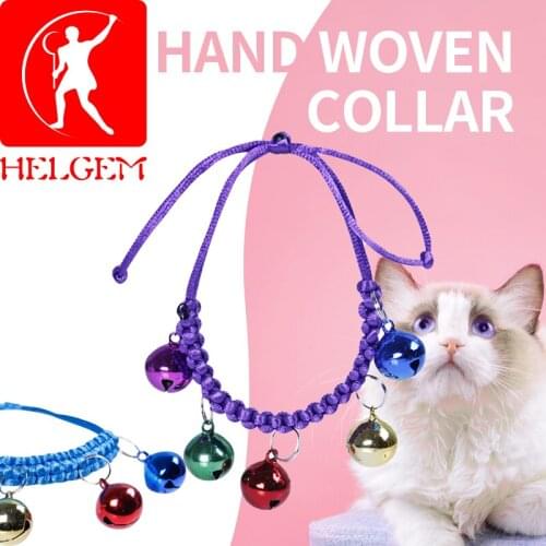 Cat Collar Pets Hand woven With Small Bell Cats Collars Footprints Accessories For Kitten Dog Collar Cat Necklace