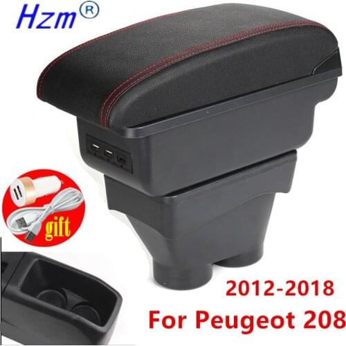 For Peugeot 208 Armrest Box For Peugeot 208 2012-2018 Universal Car Central Armrest Storage Box modification accessories