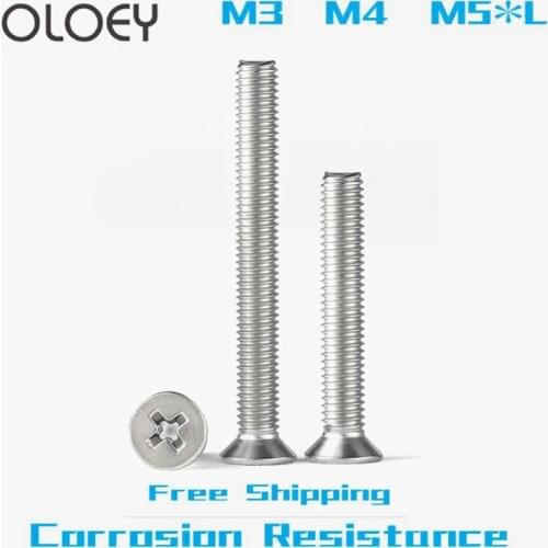 Cross Flat Bolt M3 M4 M5*L 4~100pcs Micro Small 304 Stainless Steel Cross Flat Bolt Countersunk Head Furniture Screw Excellent