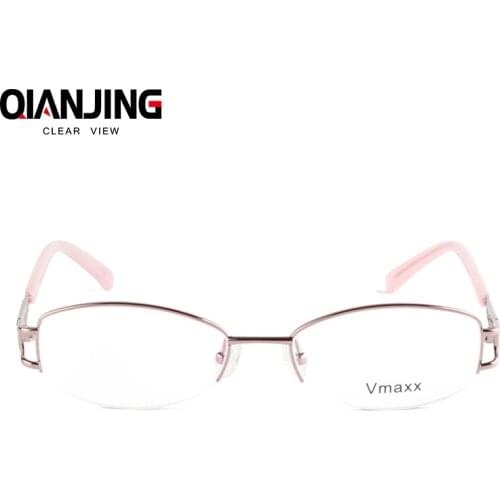 QJ Arrival Memory Alloy Glasses Half Frame Optical Eyeglasses Frame Women Retro Half-frame Glasses Prescription Optical Frames