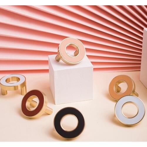 Circle knob / Gold Ring brass Door Handles Pulls Cabinet Drawer Knobs for cabinet handles Furniture Hardware