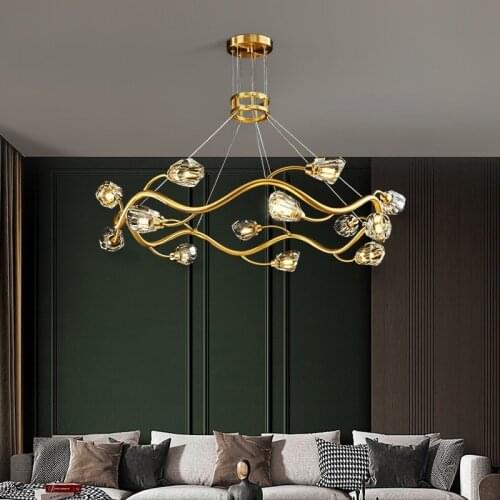 Luxury Crystal Chandelier Lighting Kitchen Bedroom Dining Living Room Postmodern Copper Hanging Lamp Creative Villa LED Fixtures