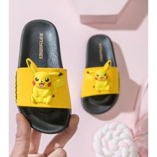 Pokemon Pikachu Boys Sandals and Slippers Parent-child Shoes Home Non-slip Cartoon Slippers Trendy Girls Cartoon Beach Shoes