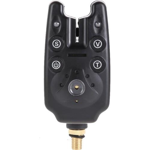 Fishing Bite Alarm with 2 LEDs Blue Light Adjustable Tone Volume Sensitivity Sound Fish Bite Alarm Waterproof Fishing Tool,Black