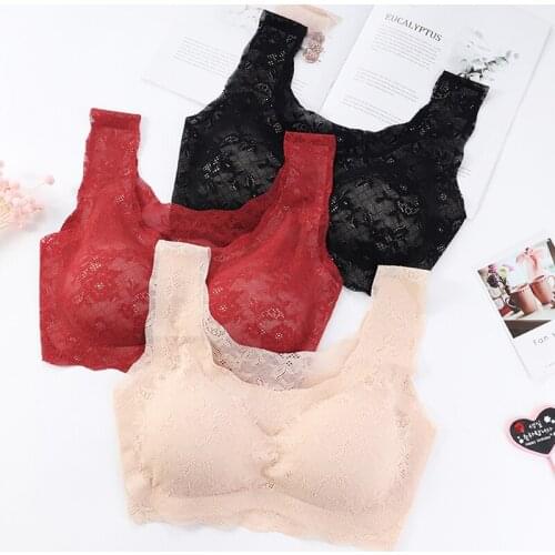 Elifashion Japanese Seamless Underwear Full Lace Sexy Beautiful Back Underwear No Steel Ring One-piece Bra Female