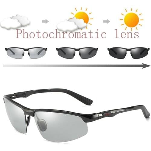 Aluminium Magnesium Frame Polarized Photochromic Sunglasses Mens Driving Fishing Sunglasses Transition Lens Sunglasses UV400