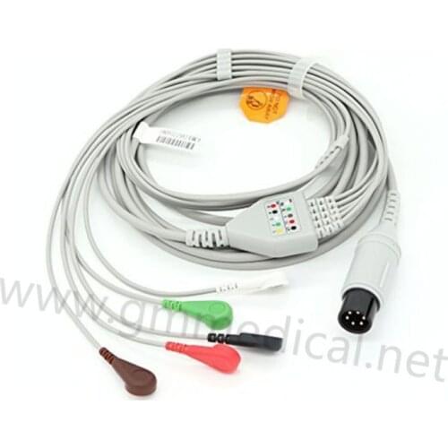 Compatible with Mindray , CSI ,Datascope,Spacelab , BCIOne Piece ECG Cable with 5-Lead Leadwires for Patient Monitor, AHA, Snap