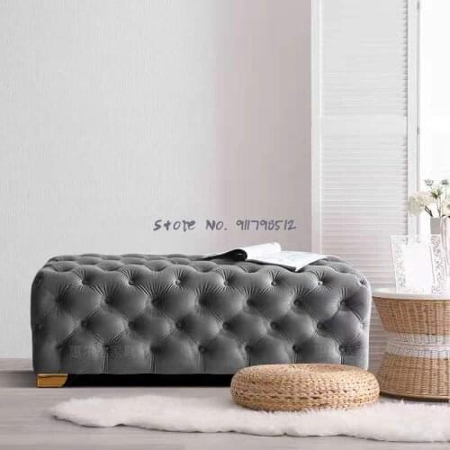 Modern simple fabric sofa stool light luxury footrest shoe changing stool cloakroom square foot pedal European style dressing dr