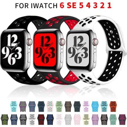 Sport Silicone Strap For Apple Watch Band 6 SE 5 4 44mm 40mm Breathable Belt Bracelet to iWatch Watchband Series 54321 38mm 42mm