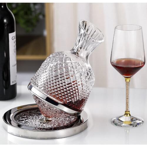 Rotating crystal glass decanter red wine European Court retro high grade crystal home gift giving top wine distributor wine pot