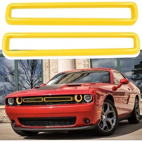 ABS Front Grill Inserts Guards Insert Exterior Accessories Decoration Trim Cover for Dodge Challenger 2015-2021 Yellow