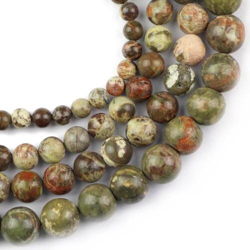 YHBZRET Natural Ocean Stone Round Spacer loose Beads For jewelry Making DIY Necklace Bracelet accessories 6/8/10/12mm Finding