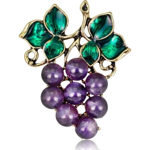 Zlxgirl jewelry Purple Beads grape brooches bouquet For Women Kids Fruit Brooches Gifts Wedding Party Clothes Accessories