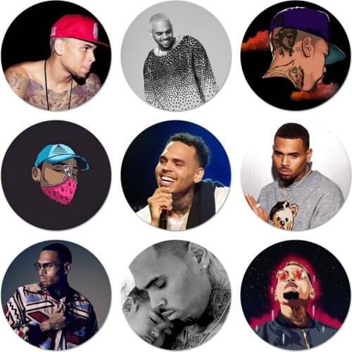 58mm Chris Brown hih pop Icons Pins Badge Decoration Brooches Metal Badges For Clothes Backpack Decoration