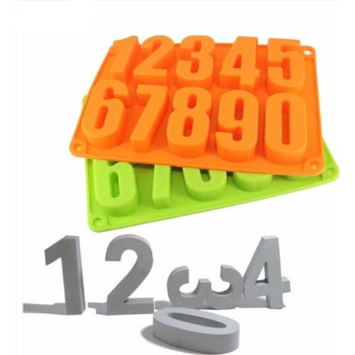 0-9 Numbers Shape Baking Mold 3D DIY Fondant Cake Moulds Silicone Chocolate Cupcake Pastry Molds Baking Supplies Decorating Tool