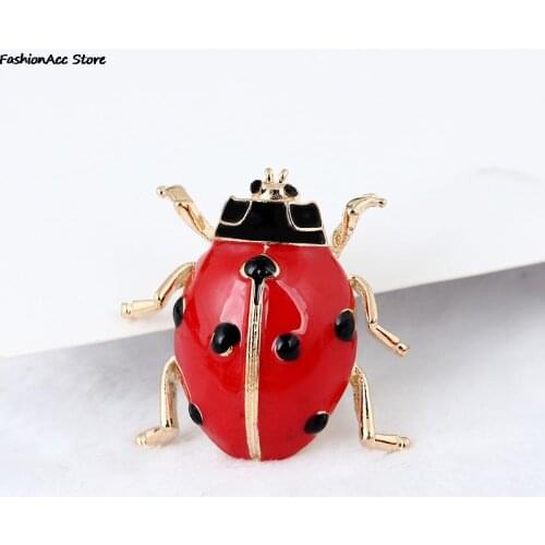 1pc Small Full Red Crystals Ladybug Brooches Handmade Oil Insect Brooch Fashion Animal Rhinestone Scarf Corsage Accessories Pin